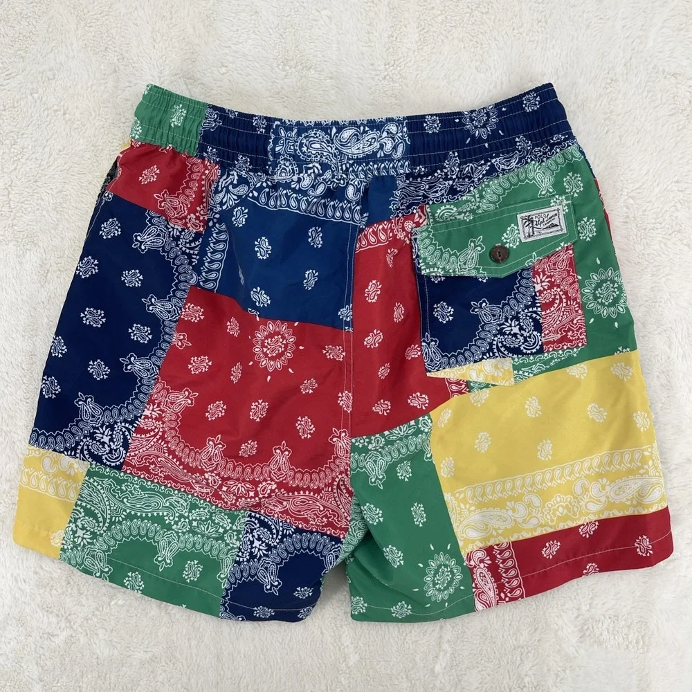 Polo Ralph Lauren Swim Trunks Mens S Board Shorts Paisley Bandana Patchwork